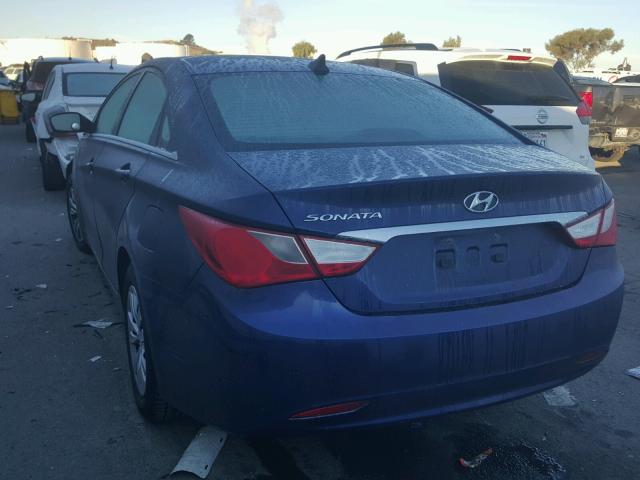 5NPEB4AC3BH030146 - 2011 HYUNDAI SONATA GLS BLUE photo 3