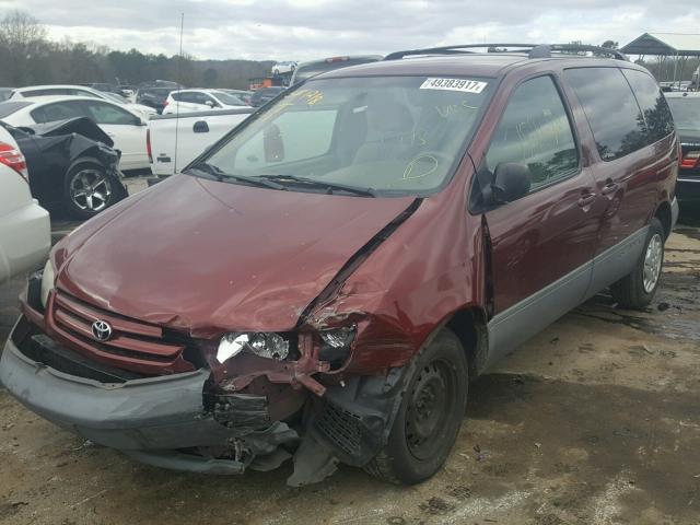 4T3ZF13C81U360051 - 2001 TOYOTA SIENNA LE MAROON photo 2