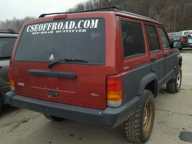 1J4FJ68SXWL285677 - 1998 JEEP CHEROKEE S RED photo 4