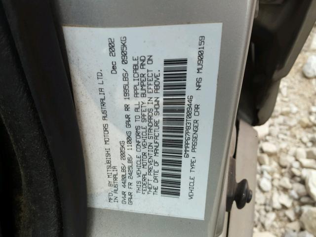 6MMAP67P83T009446 - 2003 MITSUBISHI DIAMANTE L SILVER photo 10