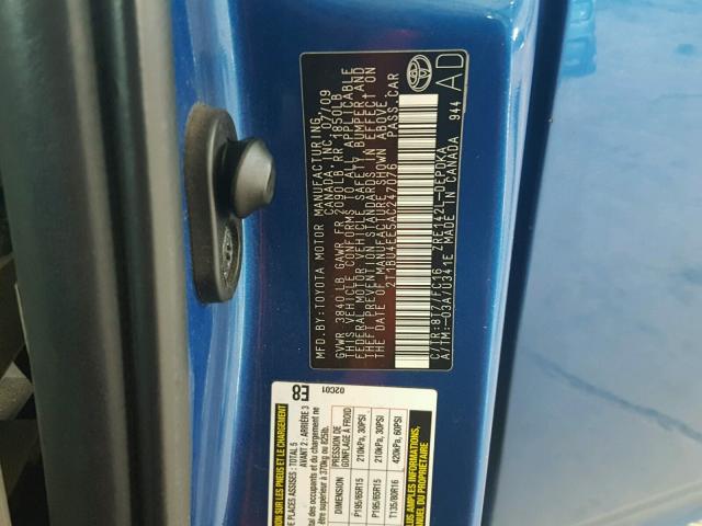 2T1BU4EE5AC247076 - 2010 TOYOTA COROLLA BA BLUE photo 10