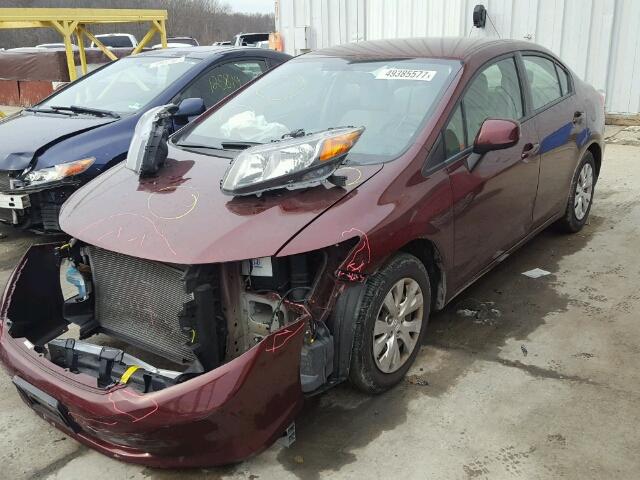 19XFB2F56CE330126 - 2012 HONDA CIVIC LX MAROON photo 2