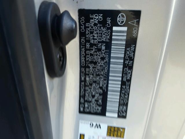 JTKDE177X60136911 - 2006 TOYOTA SCION TC 银色 照片 10