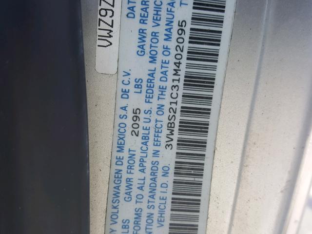 3VWBS21C31M402095 - 2001 VOLKSWAGEN NEW BEETLE Gümüş foto 10