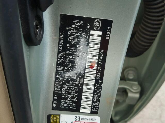 4T1BK36B66U105605 - 2006 TOYOTA AVALON XL GREEN photo 10