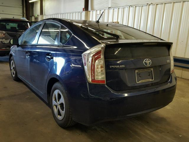 JTDKN3DU1D1646737 - 2013 TOYOTA PRIUS BLUE photo 3