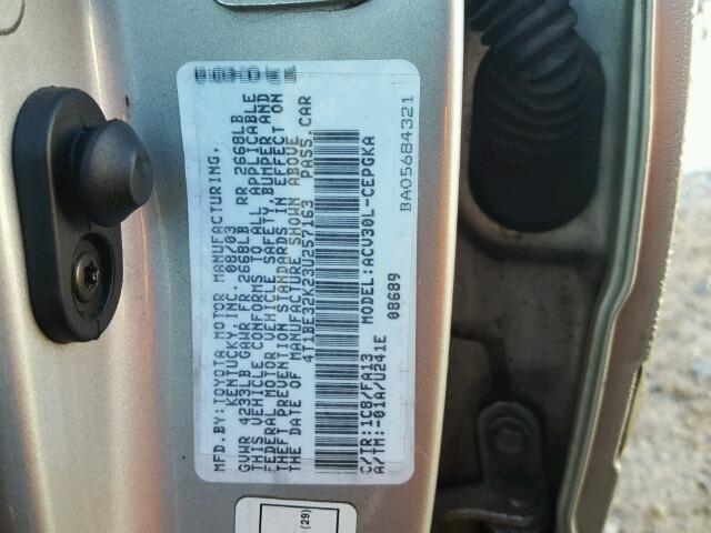 4T1BE32K23U257163 - 2003 TOYOTA CAMRY LE GRAY photo 10