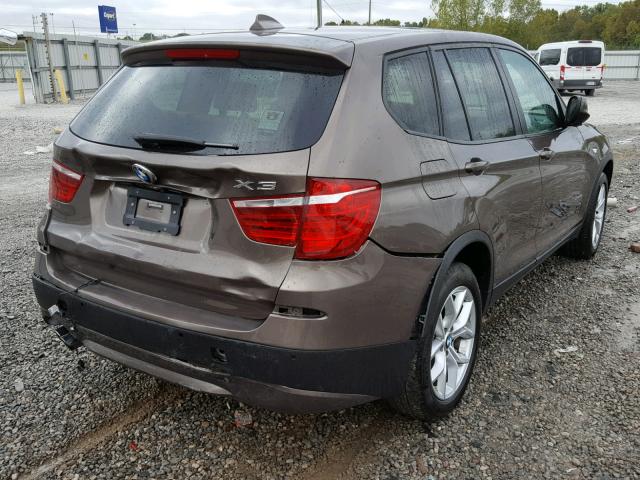 5UXWX7C59BL735176 - 2011 BMW X3 XDRIVE3 BROWN photo 4
