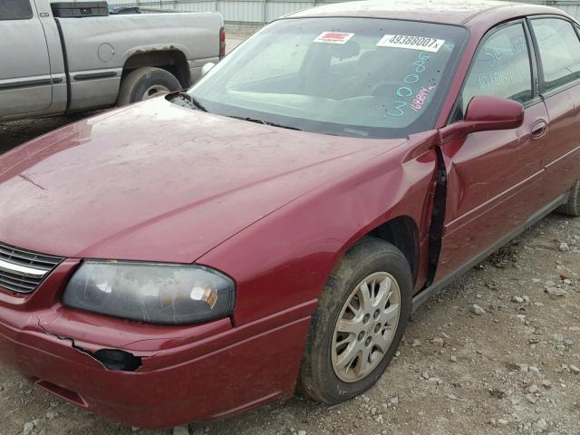 2G1WF52E059268003 - 2005 CHEVROLET IMPALA MAROON photo 9