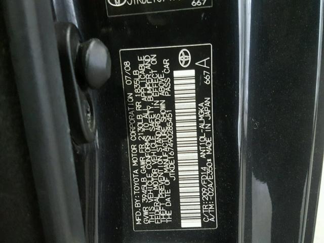 JTKDE167490285451 - 2009 SCION TC BLACK photo 10