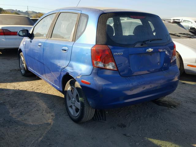 KL1TD62635B494346 - 2005 CHEVROLET AVEO BASE BLUE photo 3