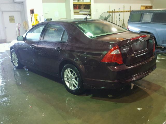 3FAHP0GA8CR450082 - 2012 FORD FUSION S PURPLE photo 3