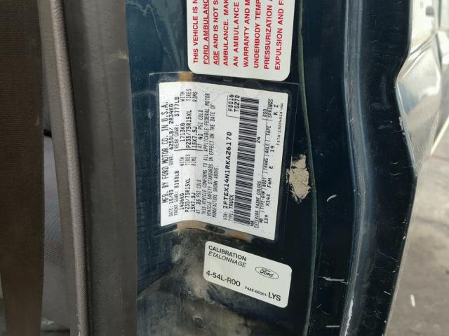 1FTEX14N1RKA26170 - 1994 FORD F150 BLUE photo 10