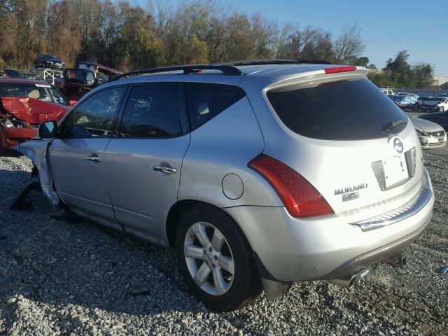 JN8AZ08T37W527549 - 2007 NISSAN MURANO SL SILVER photo 3