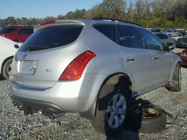 JN8AZ08T37W527549 - 2007 NISSAN MURANO SL SILVER photo 4