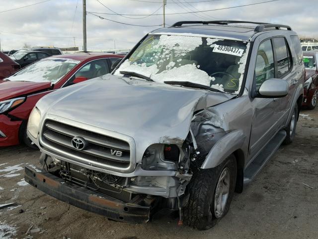 5TDBT44A22S083747 - 2002 TOYOTA SEQUOIA SR GRAY photo 2