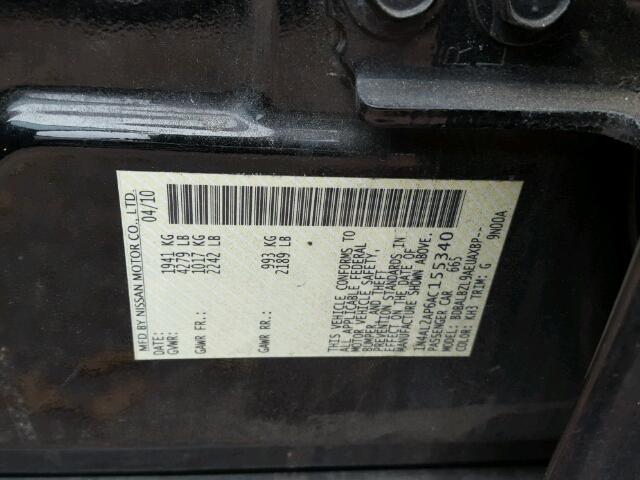 1N4AL2AP6AC155340 - 2010 NISSAN ALTIMA BAS BLACK photo 10