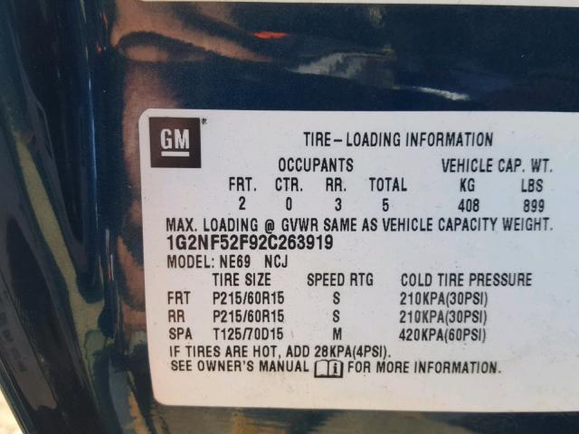 1G2NF52F92C263919 - 2002 PONTIAC GRAND AM S Yaşıl foto 10