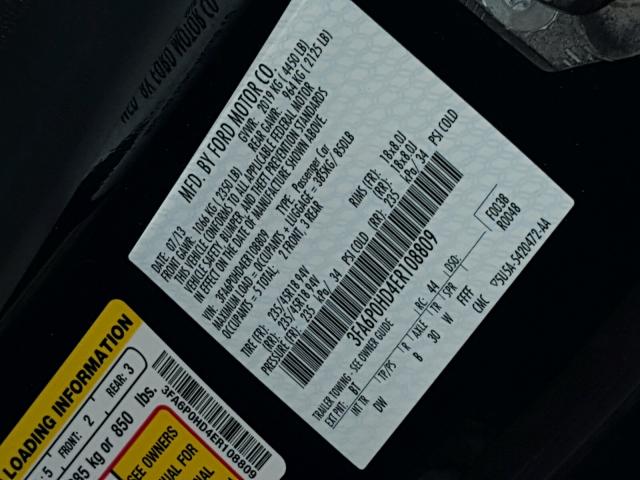 3FA6P0HD4ER108809 - 2014 FORD FUSION SE BLACK photo 10