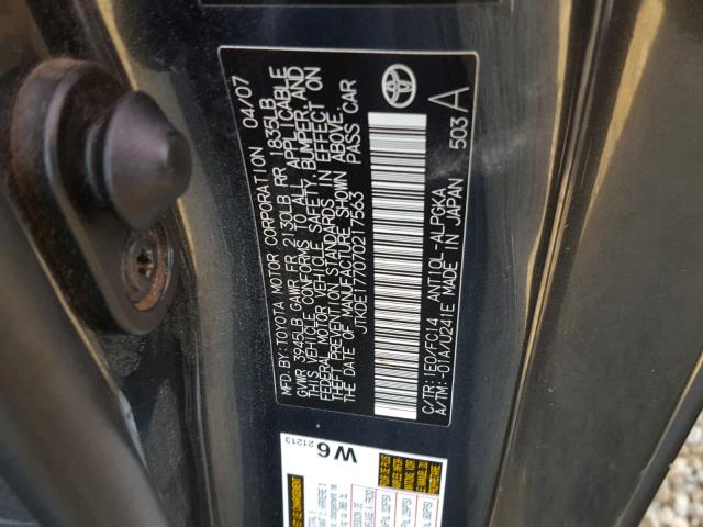 JTKDE177070217563 - 2007 TOYOTA SCION TC 灰色 照片 10