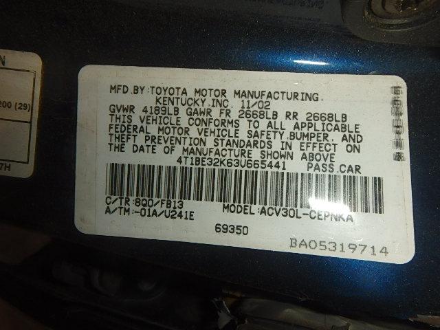 4T1BE32K63U665441 - 2003 TOYOTA CAMRY LE BLUE photo 10