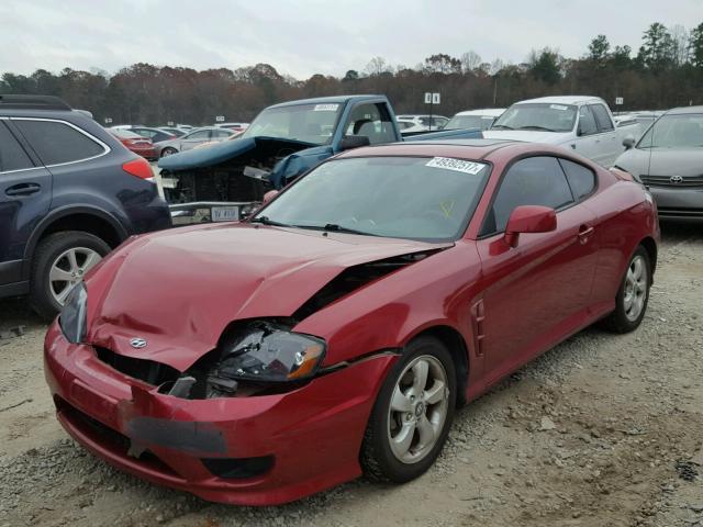 KMHHM65D95U175185 - 2005 HYUNDAI TIBURON BURGUNDY photo 2