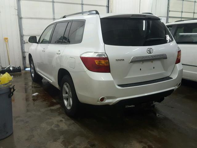 JTEDA41A292004884 - 2009 TOYOTA HIGHLANDER WHITE photo 3