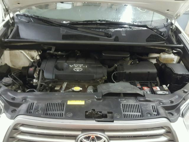 JTEDA41A292004884 - 2009 TOYOTA HIGHLANDER WHITE photo 7