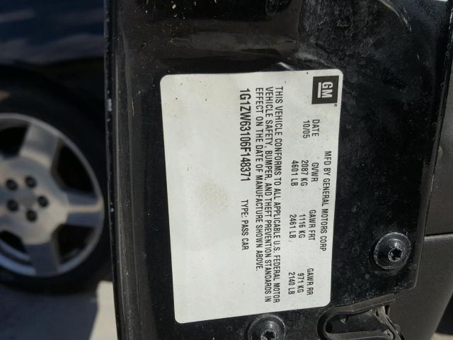 1G1ZW63106F148371 - 2006 CHEVROLET MALIBU MAX BLACK photo 10