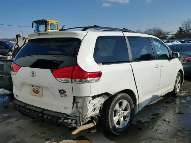 5TDKK3DC0BS169072 - 2011 TOYOTA SIENNA LE WHITE photo 4