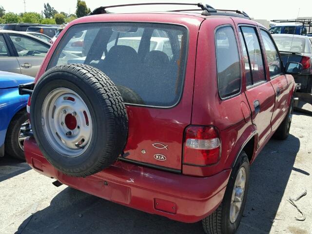 KNDJA723915035674 - 2001 KIA SPORTAGE RED photo 4