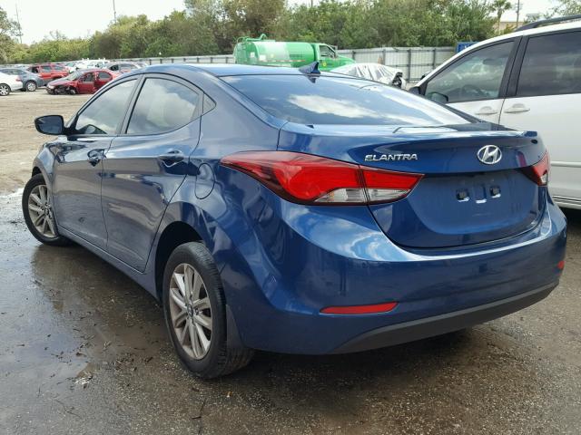 KMHDH4AE0GU520161 - 2016 HYUNDAI ELANTRA SE BLUE photo 3