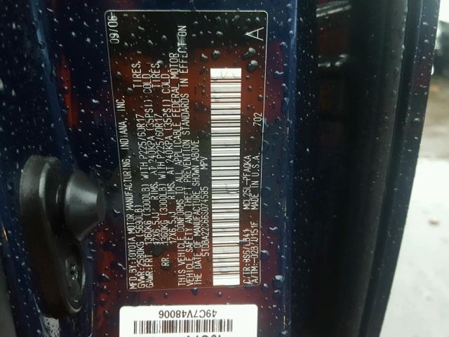 5TDBA22C66S074585 - 2006 TOYOTA SIENNA XLE BLUE photo 10