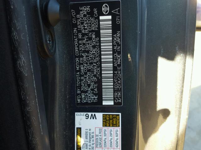 JTKDE167870201676 - 2007 TOYOTA SCION TC 灰色 照片 10