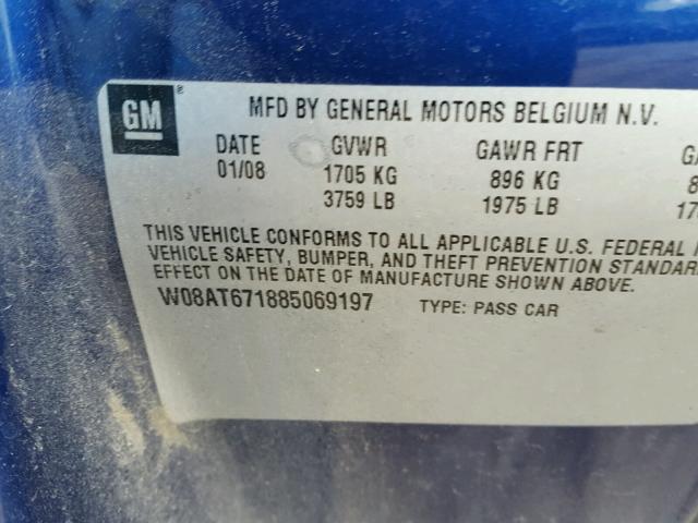 W08AT671885069197 - 2008 SATURN ASTRA XR BLUE photo 10