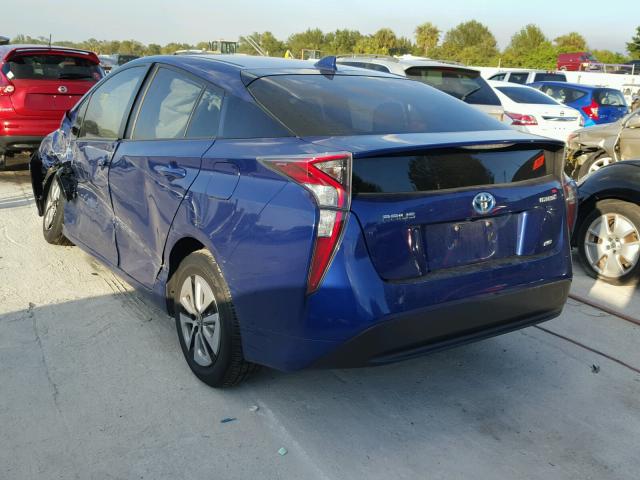 JTDKARFU8G3501232 - 2016 TOYOTA PRIUS BLUE photo 3