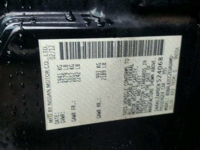 1N4AL2AP0CN524068 - 2012 NISSAN ALTIMA BAS BLACK photo 10