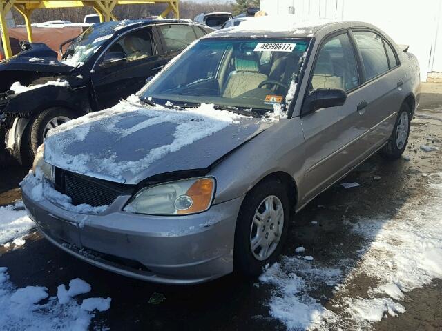 2HGES16531H571845 - 2001 HONDA CIVIC LX BEIGE photo 2