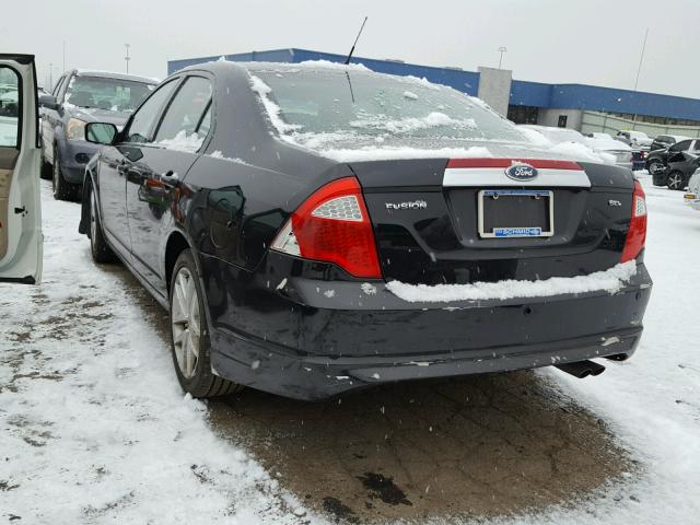 3FAHP0JA3AR262270 - 2010 FORD FUSION SEL BLACK photo 3