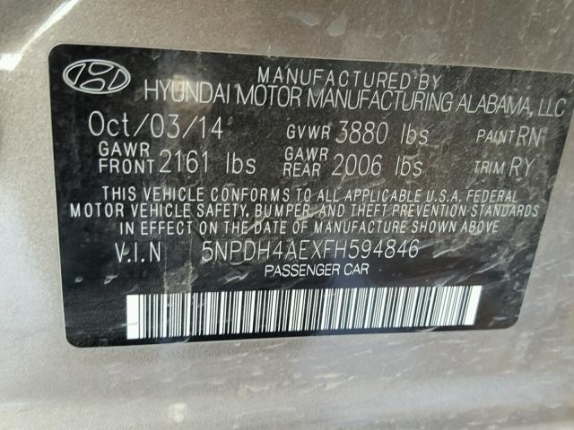 5NPDH4AEXFH594846 - 2015 HYUNDAI ELANTRA SE BROWN photo 10