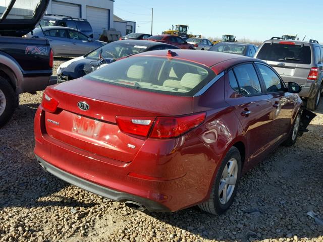 5XXGM4A77FG488666 - 2015 KIA OPTIMA LX RED photo 4