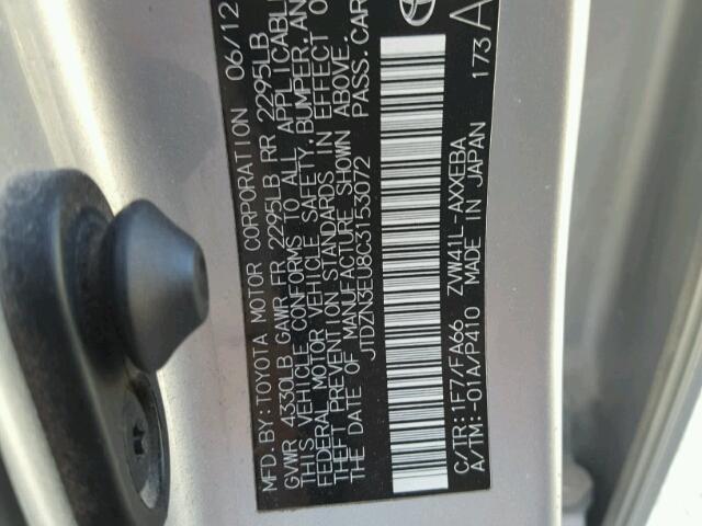 JTDZN3EU8C3153072 - 2012 TOYOTA PRIUS V SILVER photo 10