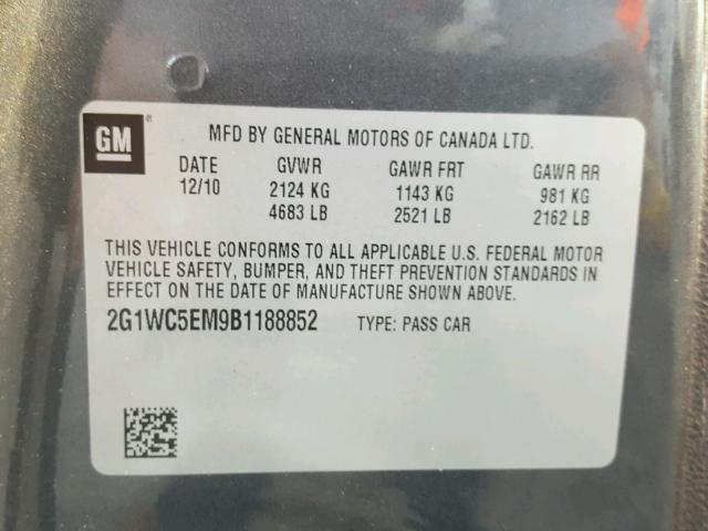 2G1WC5EM9B1188852 - 2011 CHEVROLET IMPALA LTZ SILVER photo 10