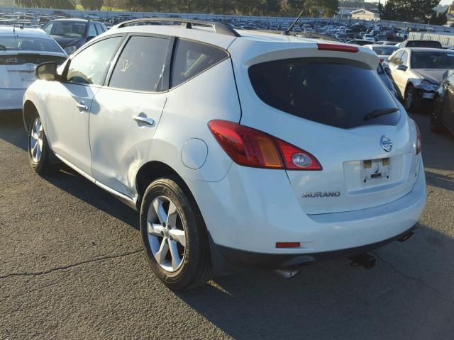 JN8AZ18U79W031106 - 2009 NISSAN MURANO S WHITE photo 3