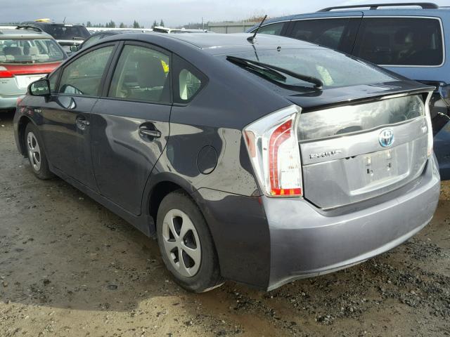 JTDKN3DU0F0446683 - 2015 TOYOTA PRIUS CHARCOAL photo 3