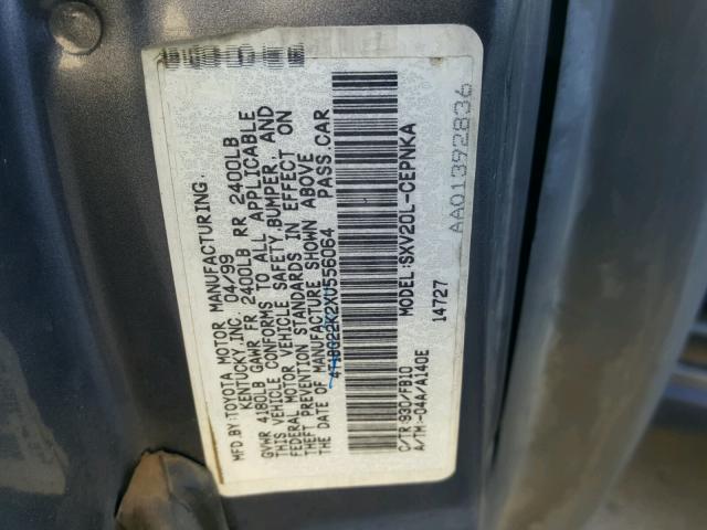 4T1BG22K2XU556064 - 1999 TOYOTA CAMRY CE GRAY photo 10