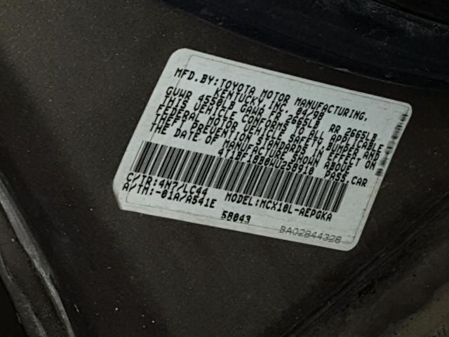 4T1BF18B0WU258910 - 1998 TOYOTA AVALON XL Қоңыр фото 10