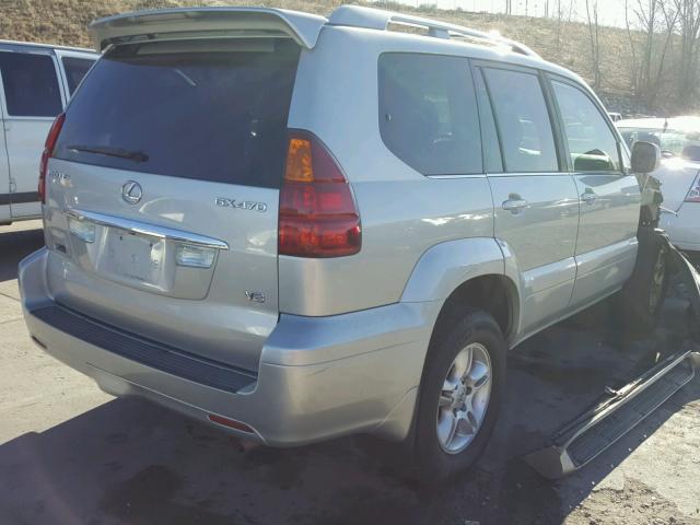 JTJBT20X750084962 - 2005 LEXUS GX 470 SILVER photo 4