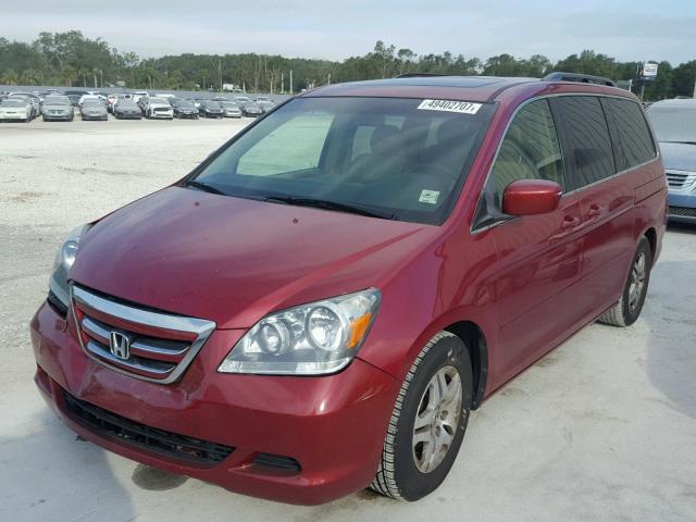 5FNRL38715B075414 - 2005 HONDA ODYSSEY EX RED photo 2