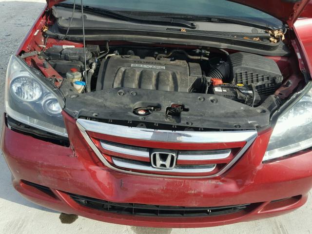 5FNRL38715B075414 - 2005 HONDA ODYSSEY EX RED photo 7